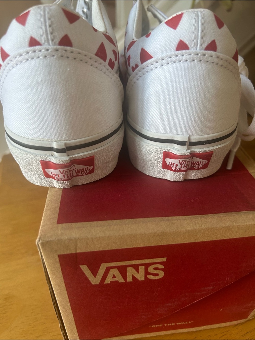 Vans Women's White Slip-On Sneakers with Red Heart Print - Picture 4 of 6